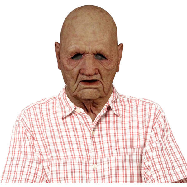 Halloween latexmask - gammal man dekor realistisk ansiktsmask för mänsklig rynka-XF1- A