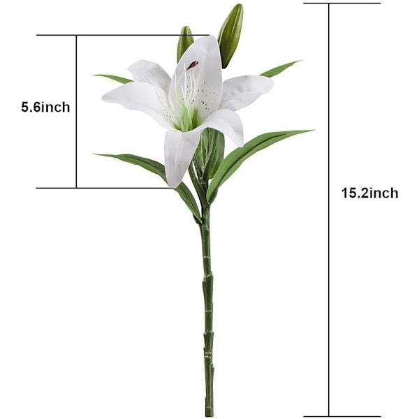 Kunstige blomster, 5 stk latex kunstige liljer blomster
