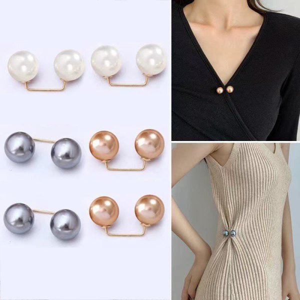 6-Pack Pearl Brosch Osynlig Anti-Exponering dekorativa halsnålar