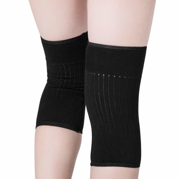 Termisk strikket knevarmer leddgikt knearm stretchy natt knepute støttebånd -Kne smertelindring-varmende kneermer（L)
