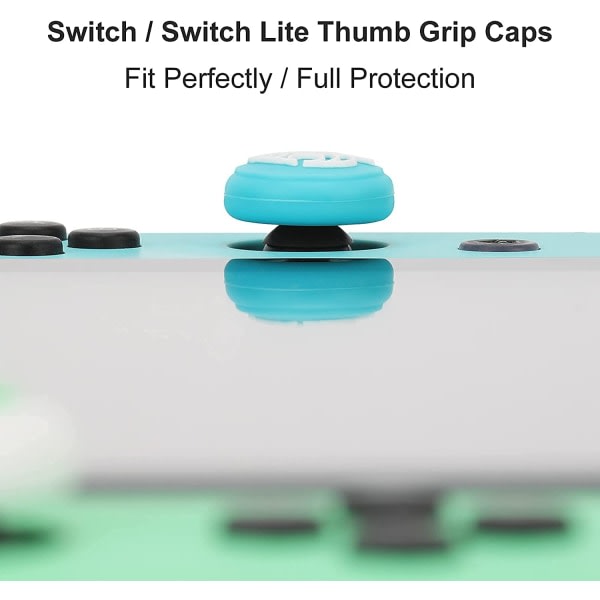 Söta Thumb Grip Caps (Blue Leaf) för Nintendo Switch/Switch Lite