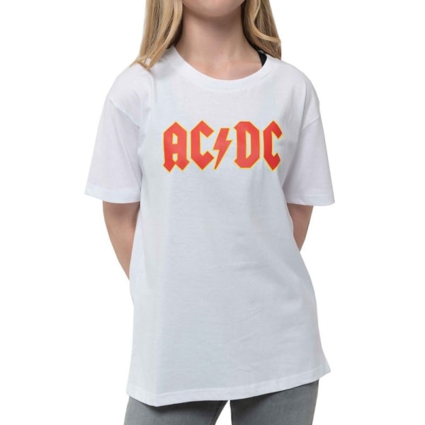 AC/DC lapset/lapset logolla T-paita 9-10 vuotta Valkoinen 9-10 vuotta