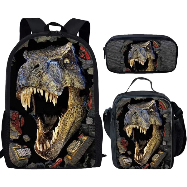 Cool Dinosaur Kids Ryggsäck Set med skolväska 16 tum (1#)