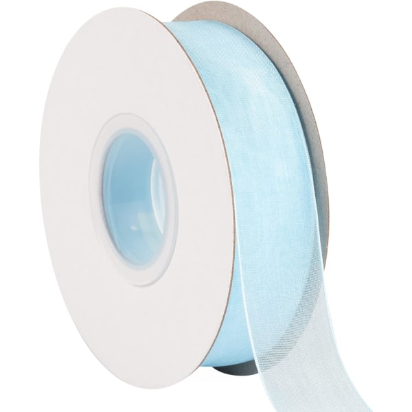 4 cm nederdelbånd, blå dimma skimmer chiffongbånd for gør-det-själv hantverk bröllopsdekorationer, presentforpackning brudbuketter (45M)