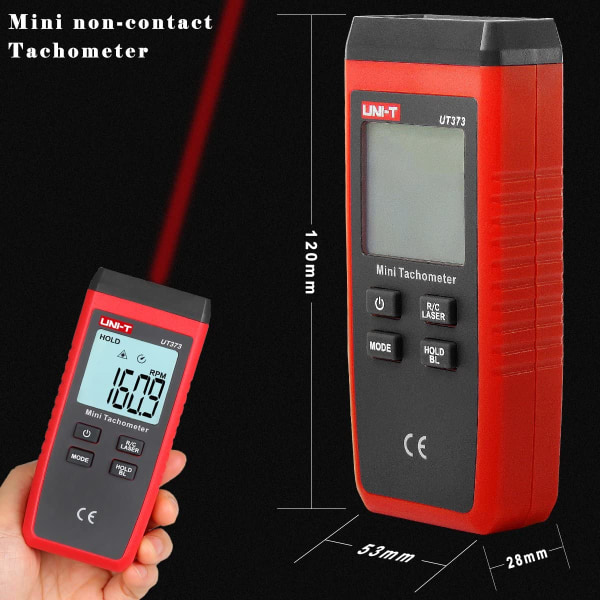 UNI-T UT373 Mini Digital Laser Tachometer LCD-näyttö