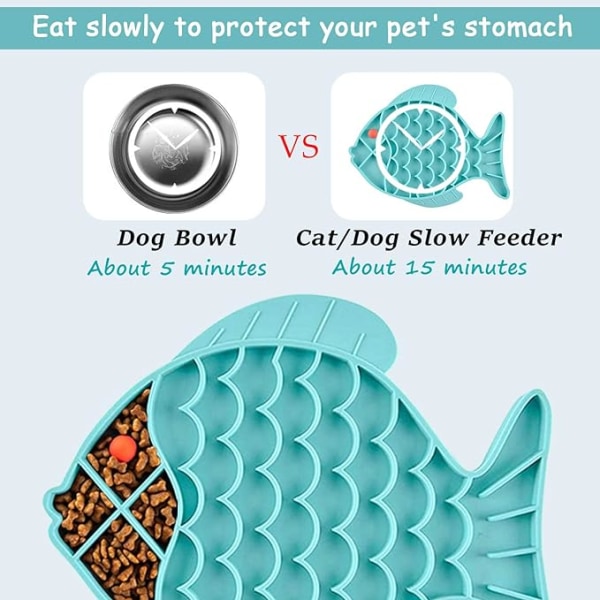 Cat Slow Feeder, 2-pack fiskformad kattslickmatta for katter Do