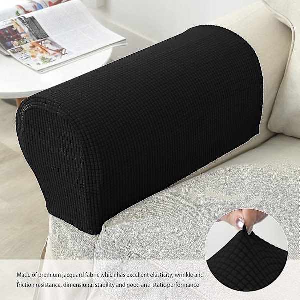 Fåtöljöverdrag armstöd stretch soffa armstödsskydd armstödsöverdrag för stolar (FMY) Black