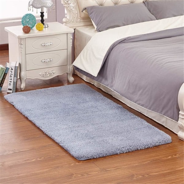 Shaggy Halkfri Matte, Halkfri Matte til Stue og Soverom, Moderne Matte for Soverom og Stue (Gråblå, 50 * 80 cm)