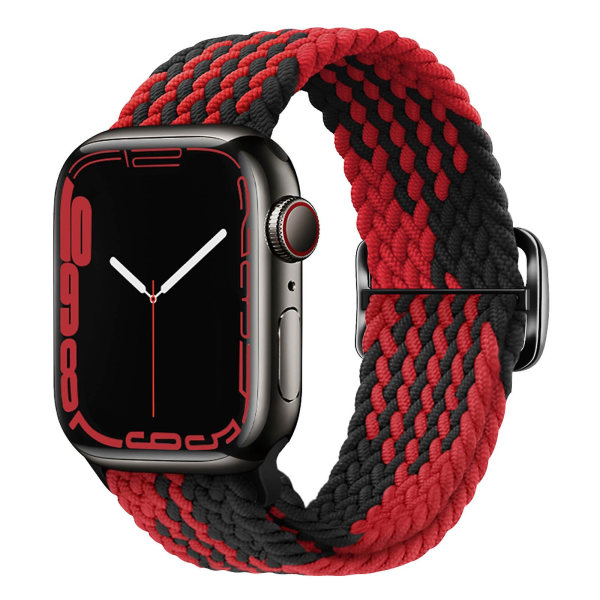 Rem for Apple Watch 49 mm / 45 mm / 44 mm / 42 mm vevd nylon svart og rød