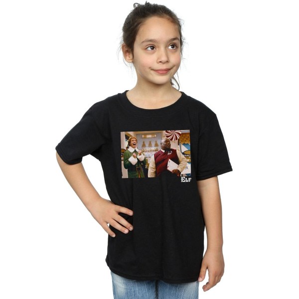 Elf Girls Christmas Store Cheer puuvillainen T-paita 7-8 vuotta musta 7-8 vuotta