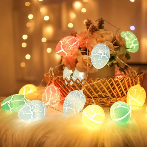 Påskelyslenke 1,5 m 10 varmhvite LED-lys Innendørs eggdekorasjon