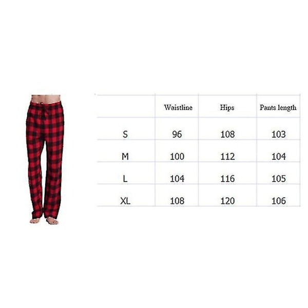 Miesten Pyjama Housut Taskuilla, Miesten Pehmeät Flanelli Ruudullinen Pyjama Unihousut S punainen red S