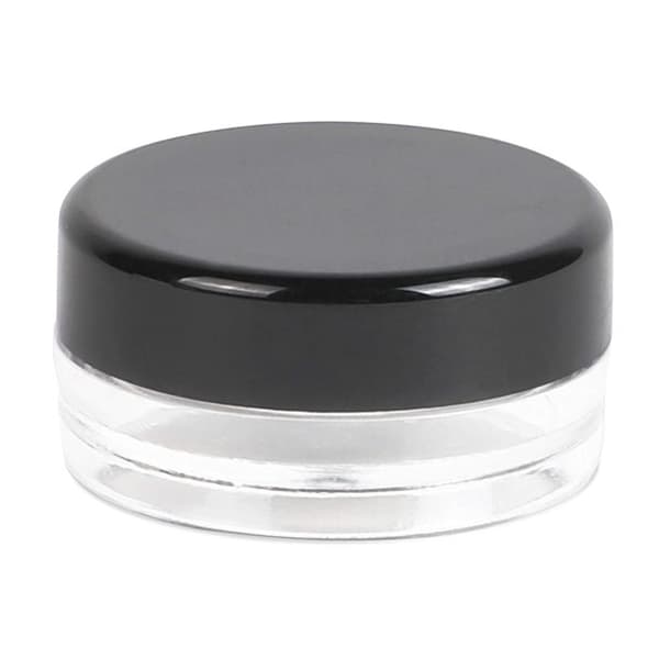 60-pack små plastburkar med svarta lock, etiketter ingår, 3 ml-FF-