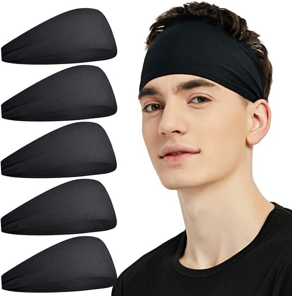 5-pack sportpannband för män - Elastiska unisex-hårband