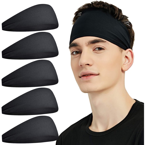 5 ST. Sportspannband för män Elastiska unisex -hårband