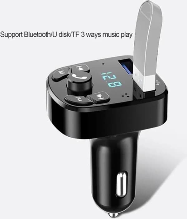 Trådløs FM-sender Bluetooth bilsæt håndfri opkald USB-oplader