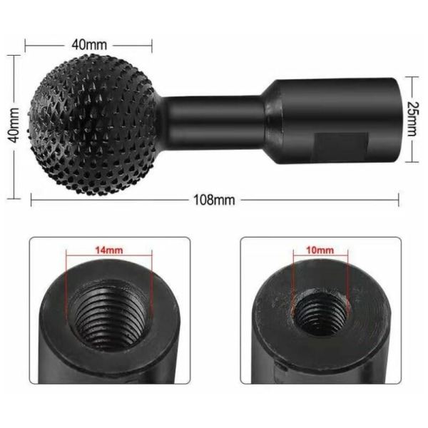 Roterende Kuglefræser 10mm Kugle Slibehoved 40mm Roterende Slibehoved Træbearbejdning Gravering Håndværktøj Vinkelsliber Reservedele-XF3-