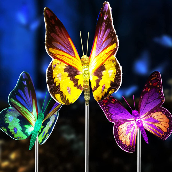 Utomhussolar trädgårdslampor, 3-pack Solar Butterfly Dekorativ Li