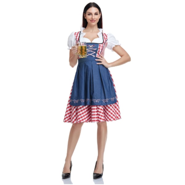 Hurtig levering Høj kvalitet Traditionel Tysk Dirndl Kjole Oktoberfest Kostume til Voksne Kvinder Halloween Fest Style2 Blå M Style2 Blue