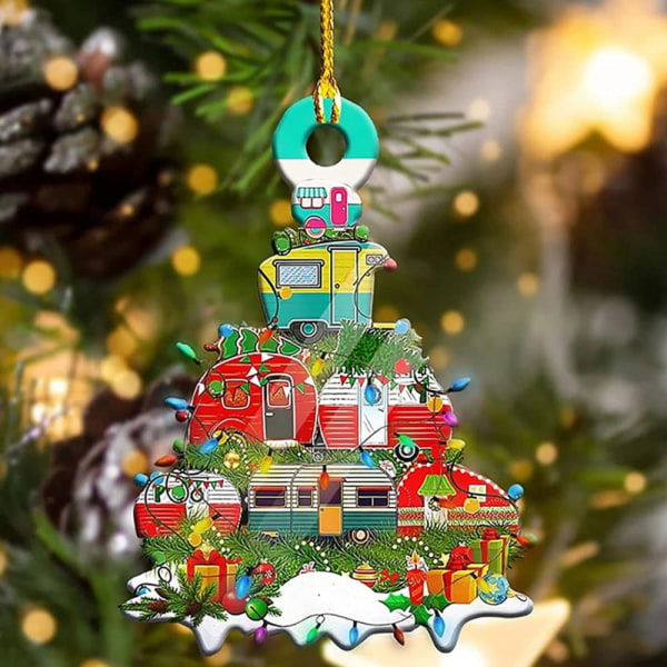 2 stk Xmas Creative juletræ træ vedhæng hængende ornamenter 2021 julepynt hængende dekoration gave (stil 3)