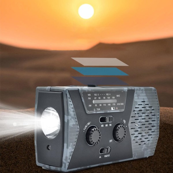 Handvev Radio - Ficklampa Mobiltelefon Laddare - Nödväderradio