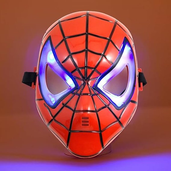 Spider-Man-mask för barn, Spiderman-mask lysande leksak med LED-ljusögon Halloween