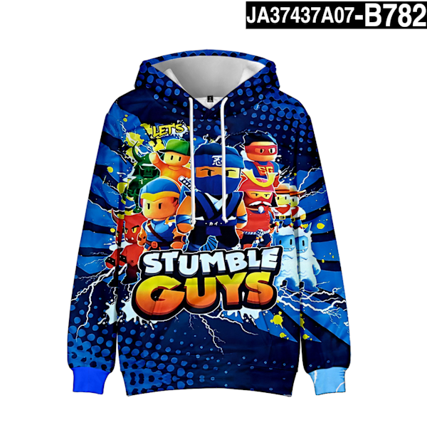 Stumble Guys 3D Print Hoodie Barnkappa Hoodie Yttertøy 7 XXL 7