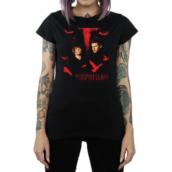 Overnaturlig kvinner/damer Crow Eyes T-skjorte i bomull XXL Sort XXL