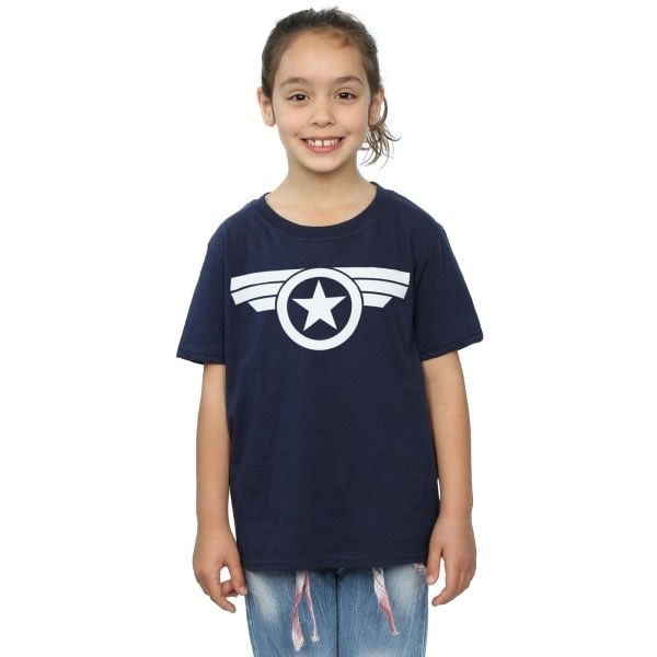 Marvel Girls Captain America Super Soldier T-shirt bomuld 5-6 Y Marineblå 5-6 år