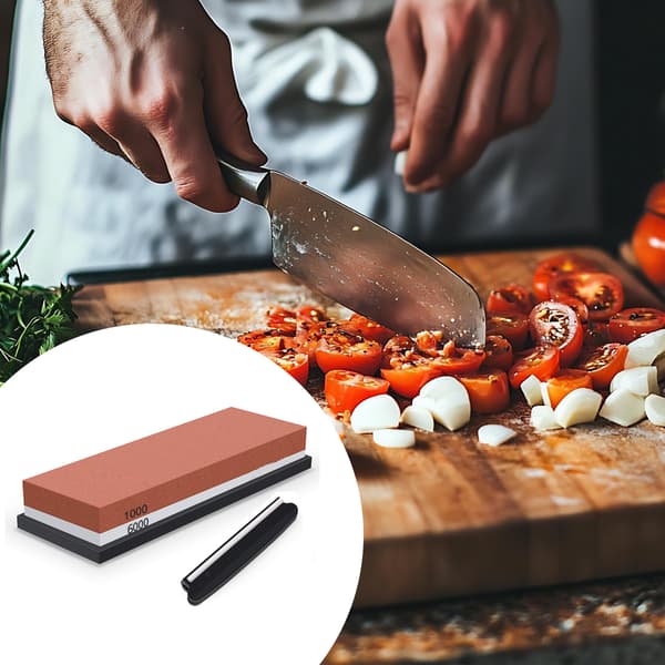 Whetstone / Sharpening Stone Knife Sharpener with Holder and Sharpening Guide Red Grit 1000/6000-FF-