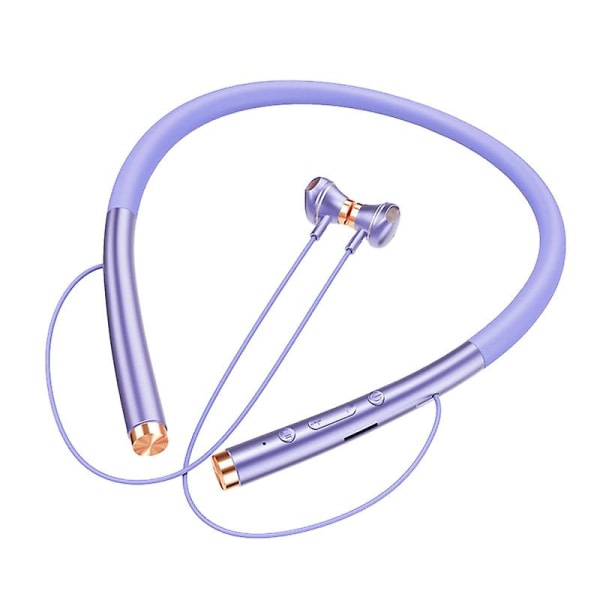 Halsbandshörlurar Bluetooth-kompatibla 5.0 Stereoljud Vattentätt Trådlöst hängande halsheadset för sport Jikaix Purple