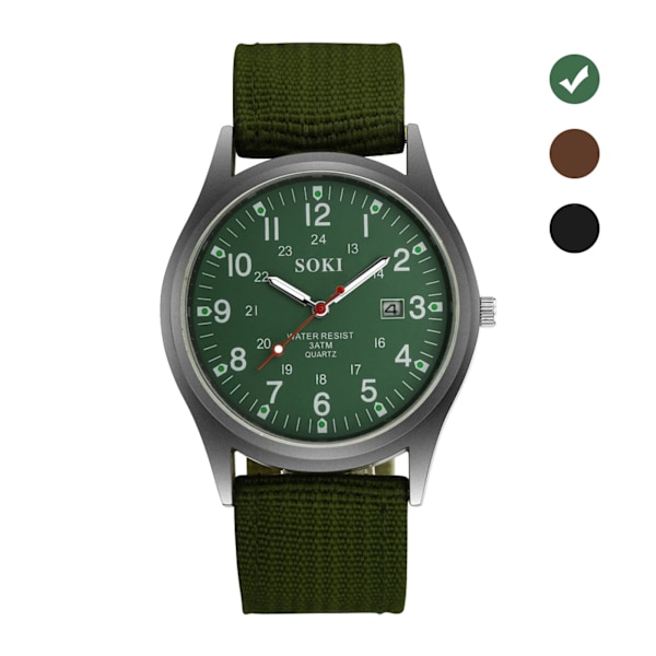 Herre Armbåndsur Mote Herre Militær Klokke Vevd Nylon Belte Kalender Kvarts Klokke for Menn Under Festival Julegave for Elskere