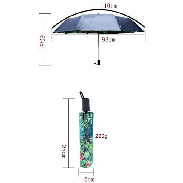 Ghibli Totoro paraply sol regn paraply anime Min nabo Totoro sødt dagligt foldbart paraply Ydre sort belægning