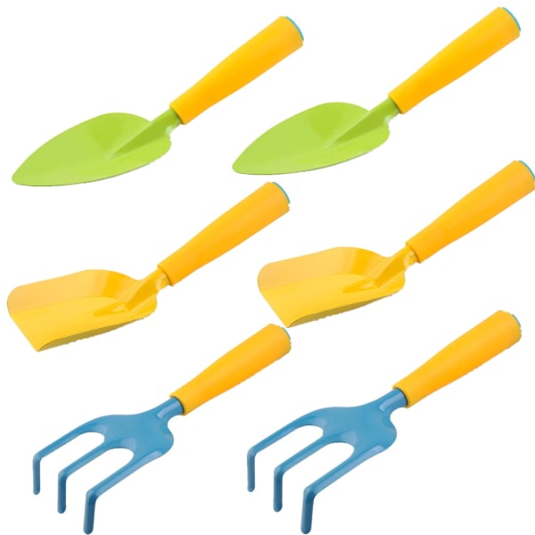 Set med halkfritt ergonomiskt handtag inkluderar spade för barn Bästa trädgårdspresenter och strandleksaker för barn (set med 6)