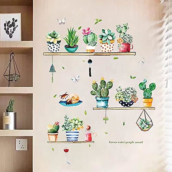 Wallstickers grøn plante i potte wallstickers tegneserie kaktus