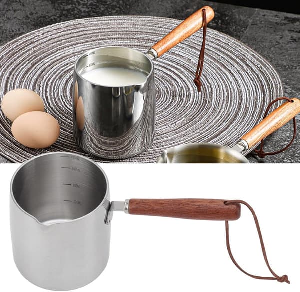 Smeltegryte 450 ml Induksjon Rustfritt Stål med Trehåndtak