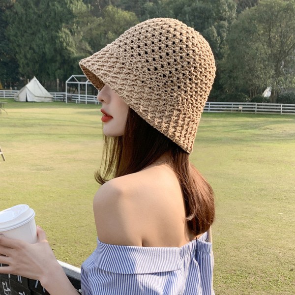 Solhatt för tjejer Mode Solskydd Andas hopfällbar Bucket Hat Svart