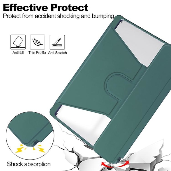 For Samsung Galaxy Tab S9 Fe+ 360 Rotation Transparent Smart Case with Keyboard Dark Green