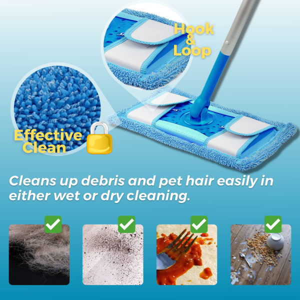 Genanvendelige moppepuder til Flash Speedmop Heavy Duty mikrofiber våd kemisk rensning Moppepude kan maskinvaskes op til 100x, 4-pak