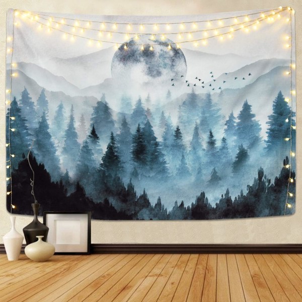 Misty Forest Tapestry Foggy Mountain Tapestry Magical Tree style 1 150*150cm