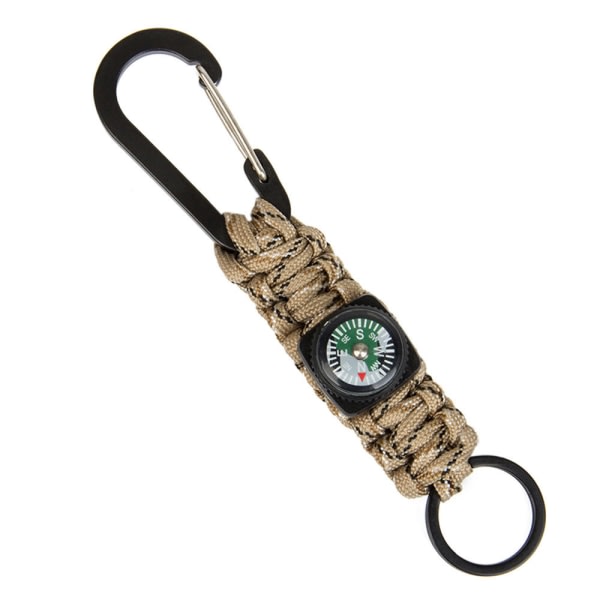 Sateenvarjoköydellä punottu kompassi avaimenperä ulkokäyttöön monitoimiavaimenperä, karbiinisolki 15 cm (naamiointi)