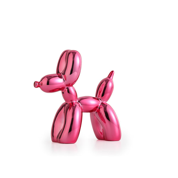 Glänsande galvanisering (rosa, 9,5 cm) staty för ballonghund