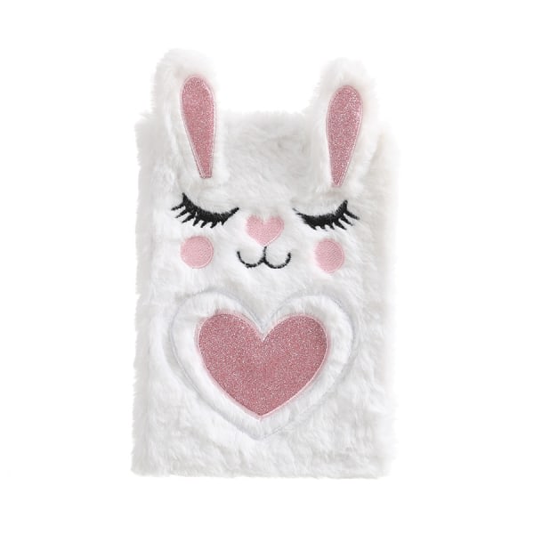 Piger Drenge Plys Notebook Dagbog 3D Søde Dyr Designs A5 Størrelse Journal Skole Piger Fødselsdag Børn Hvid kanin