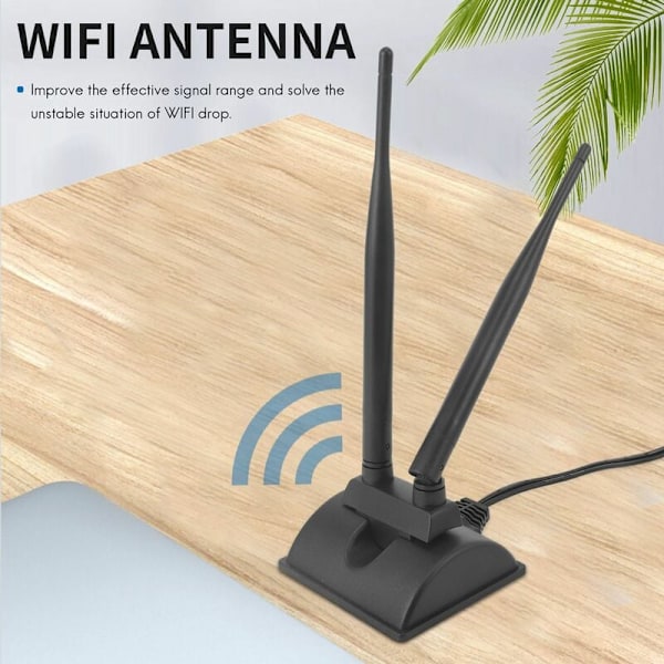 2.4G/5G dobbeltbånds antenne med 6.5Ft forlængerkabel 6DB magnetisk base trådløst netværkskort SMA WIFI-antenne