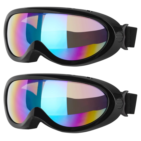 Skidglasögon, paket med 2, Snowboardglasögon för barn, pojkar och flickor, ungdomar, män (svart)