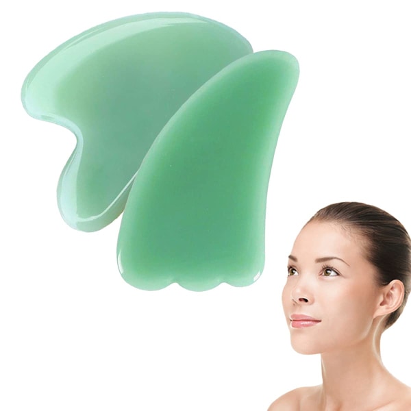 Gua Sha Facial Tools Green Natural Jade Plattor, Ansikte, Hals, Kropp