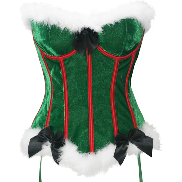 ingerie Damjultomten Fru Claus Kostym Bustier Korsett Topp Grön US 14(XXL)