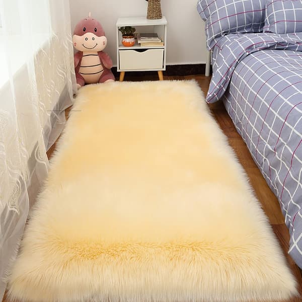 Superblødt tæppe, fluffy gulvmåtte, soveværelsesgulvmåtte Beige