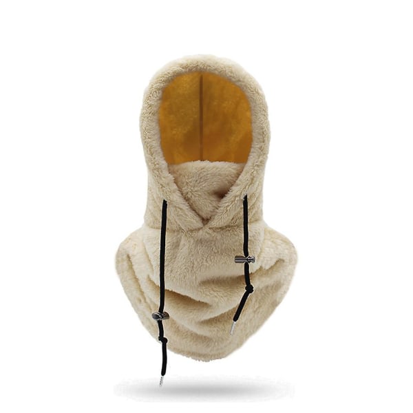 Sherpa Hood Ski Mask Winter Balaclava kiristysnyöri Tuulenpitävä Säädettävä Lämmin Hupun Cover Hattu Cap Huivi [DB] Khaki