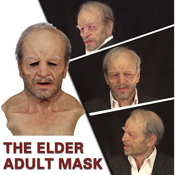 Halloween latexmask - gammal man dekor realistisk ansiktsmask för mänsklig rynka-XF1- B